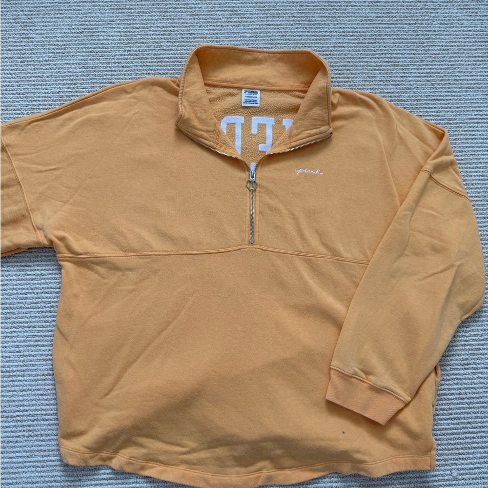 PINK Victoria's Secret LOVEPINK Orange Quarter Zip Sweatshirt